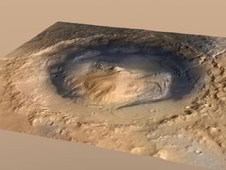 The mound called Mount Sharp in Gale Crater on Mars.