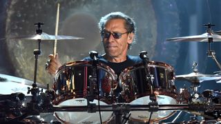 Drummer Alex Van Halen of Van Halen performs onstage during the 2015 Billboard Music Awards at MGM Grand Garden Arena on May 17, 2015 in Las Vegas