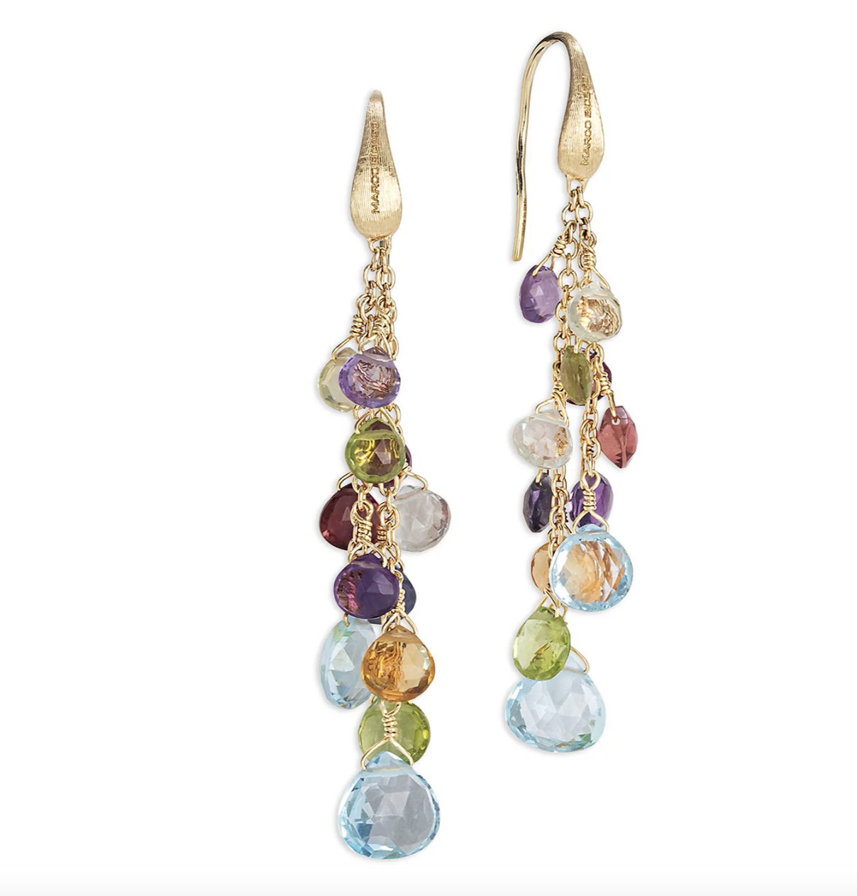 18k Yellow Gold Paradise Mixed Gemstone Drop Earrings