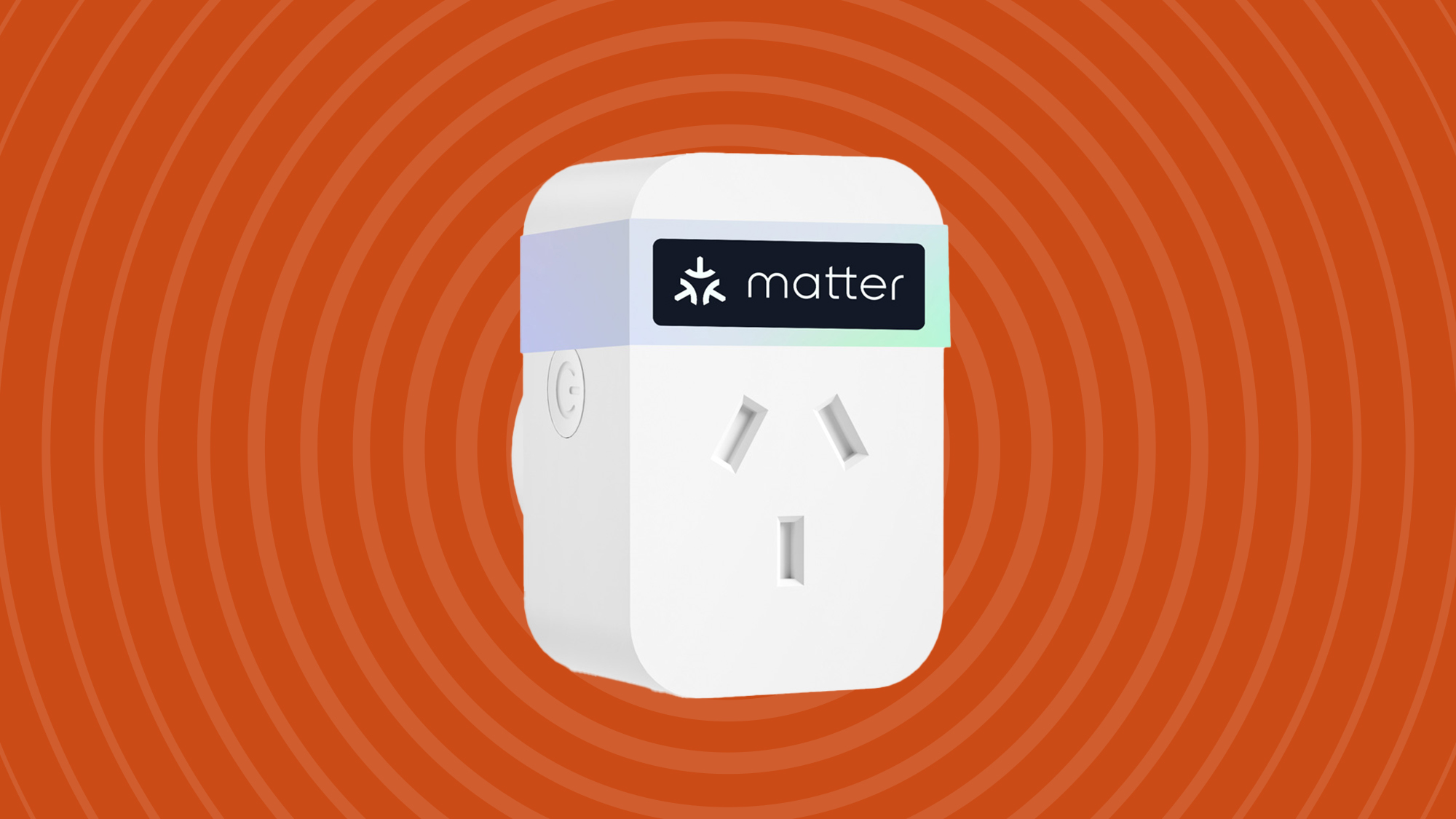 Meross Matter smart plug on an orange background