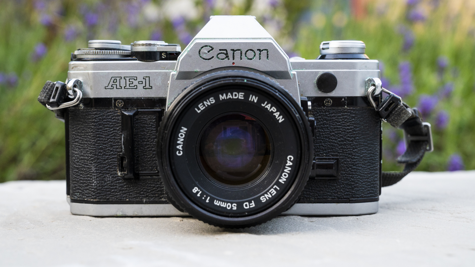 Canon AE-1 film SLR front view