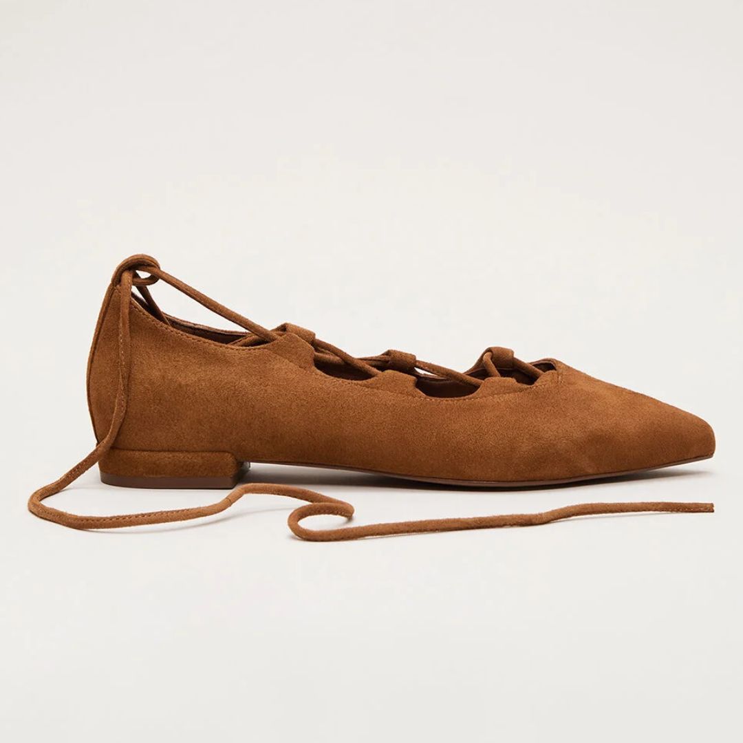 Phase Eight Tan Tie Detail Flats