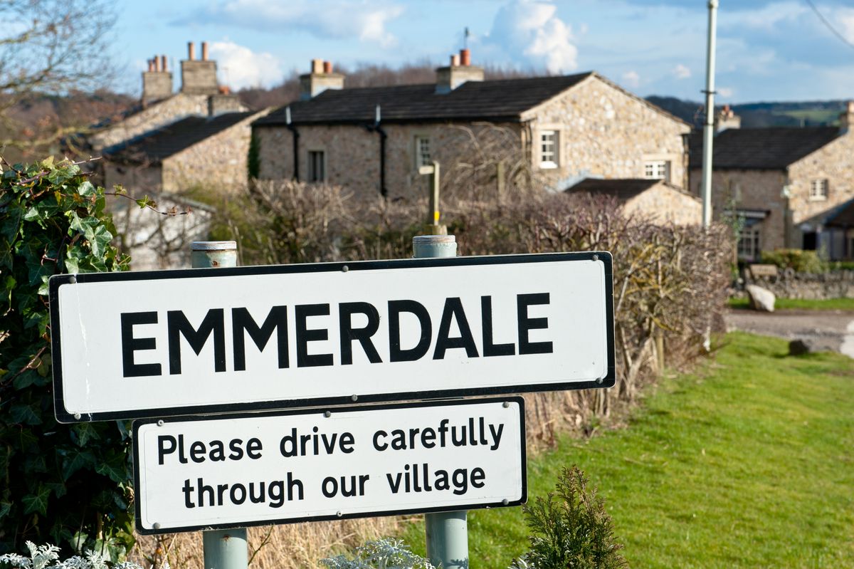 Emmerdale logo sign outside village