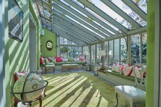 green styled conservatory with bench seating