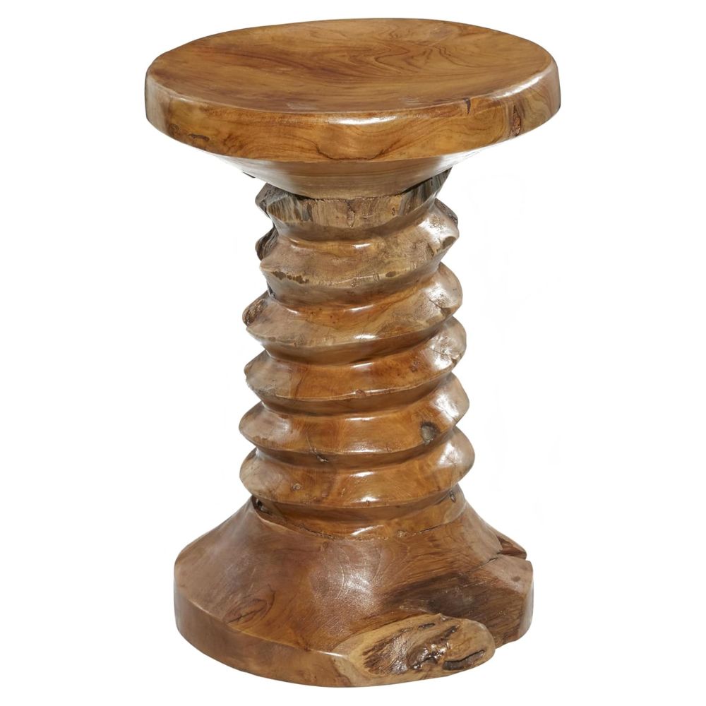 Deco 79 Teak Handmade Accent Table with Coiled Base