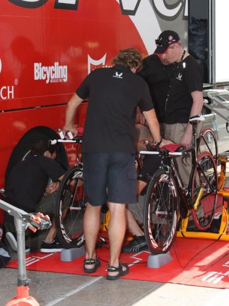 Riders were reportedly having trouble with bottle retention on their reconnaissance rides so team mechanics and staff had to make some last-minute modifications to get the bottles to stay put.