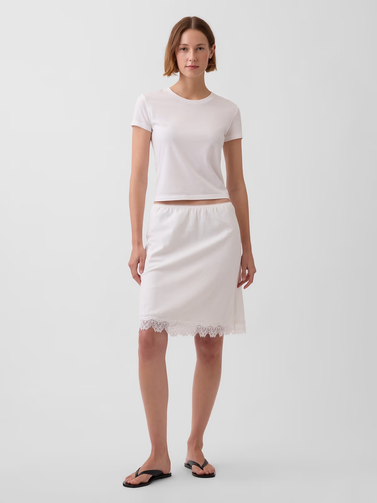 Gap, Linen-Blend Lace-Trim Skirt