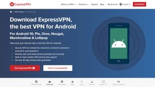 ExpressVPN landing page for Android
