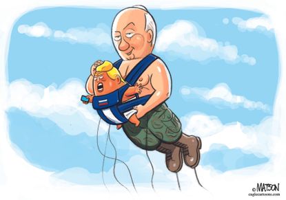 Political cartoon U.S. Trump Putin Helsinki summit collusion