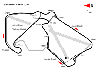 A map of England's Silverstone Circuit, home to the F1 British GP.