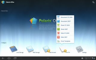 The useful Polaris Office comes pre-installed on the Samsung Galaxy Tab 10.1.