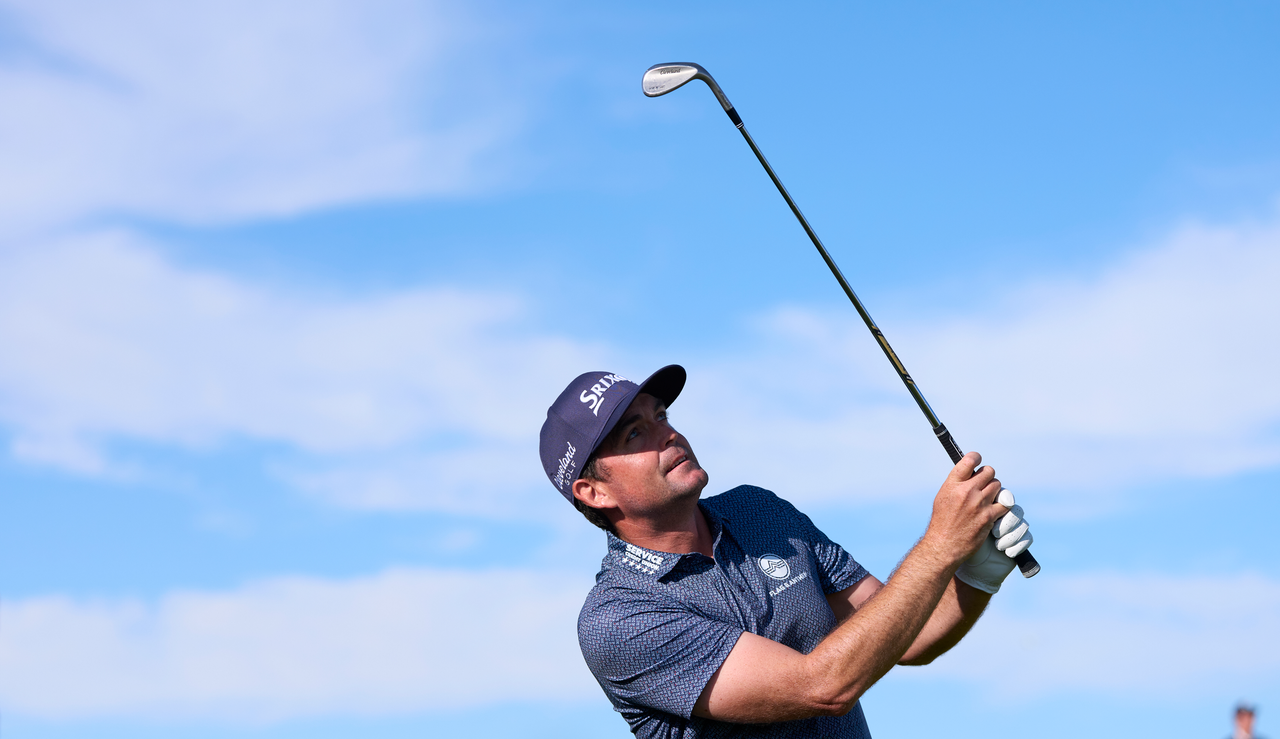Keegan Bradley hits a wedge shot