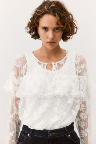 Flounced Lace Blouse