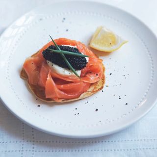 Giant Blinis with Smoked Salmon and Caviar