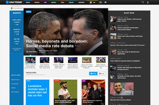 USA Today's site pushes the idea of sliding cards to change from one main section to another
