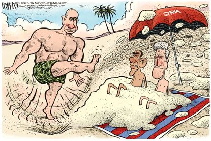 Obama cartoon World Putin Kerry