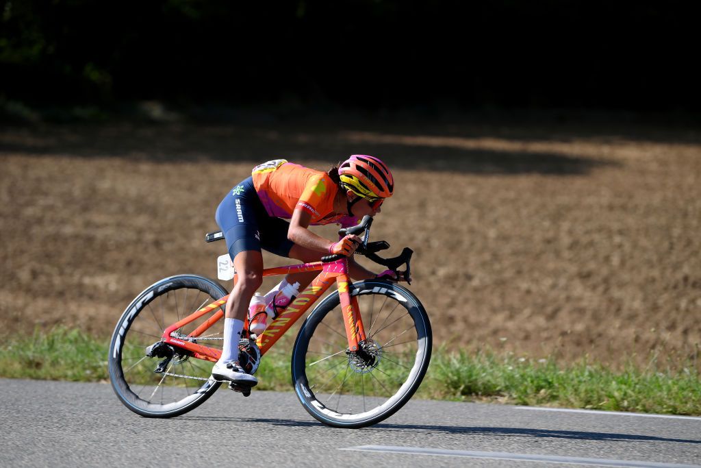 ALBI FRANCE JULY 27 Ricarda Bauernfeind of Germany and Team CanyonSRAM Racing competes in the breakaway during the 2nd Tour de France Femmes 2023 Stage 5 a 1261km stage from OnetleChteau to Albi 572m UCIWWT on July 27 2023 in Albi France Photo by Alex BroadwayGetty Images