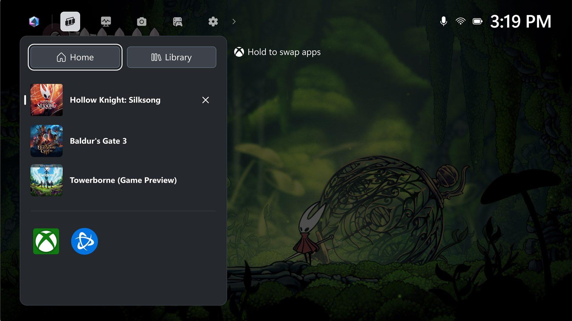 ROG Xbox Ally X dashboard