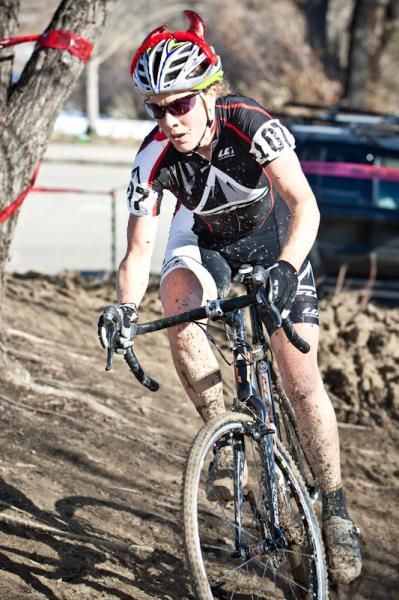 Allison Powers (Fuji) staying up through the slick sections.