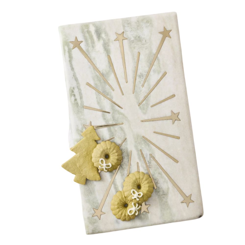 Marble serving board with gold star pattern
