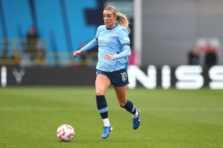 Jill Roord of Man City during the Barclays Women's Super League match between Manchester City and West Ham United at Joie Stadium on October 6, 2024 in Manchester, England.