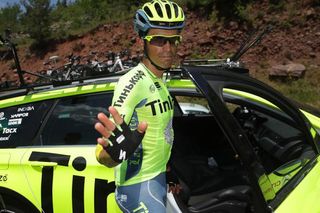 Alberto Contador waves good-bye to the 2016 Tour de France during stage 9