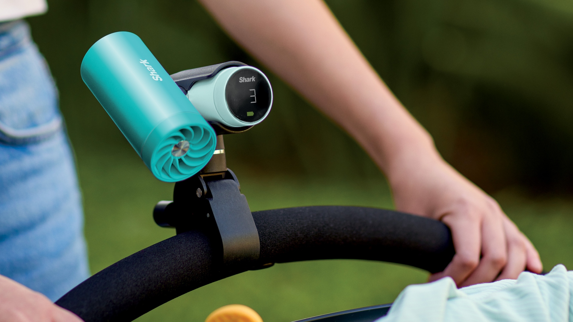 The Shark ChillPill attached to a buggy