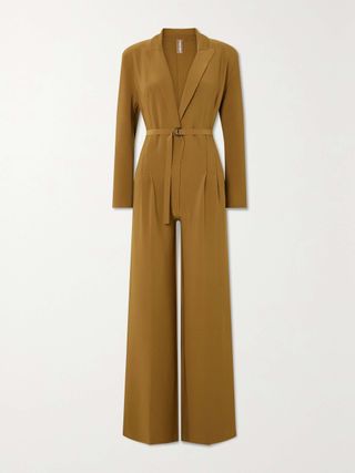 Belted Pleated Stretch-Jersey Jumpsuit