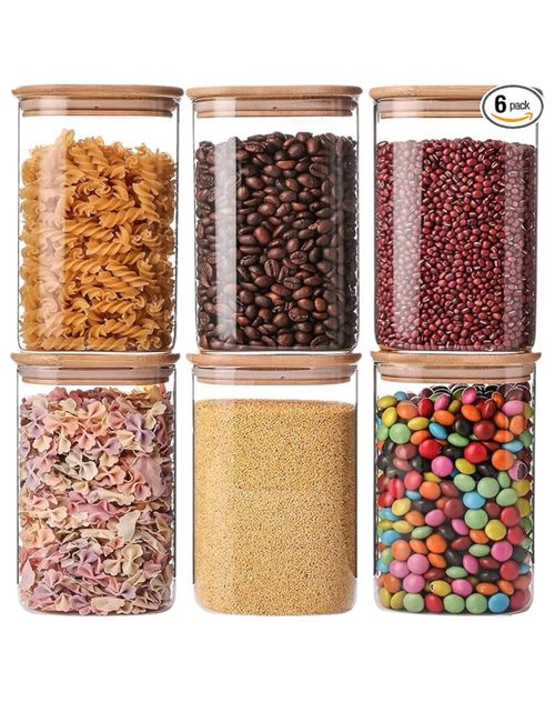 Liuruiyu 6 Pack Glass Food Storage Jar