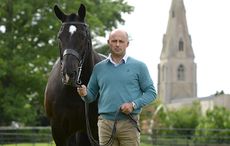 Simon Reynolds with MORROWS MARKSMAN (Stable name; Bentley), at Simon and Natalie's new stable, Walnut House, in the village of Threekingham near Seaford in the county of Lincolnshire in the UK between 10th-14th May 2017