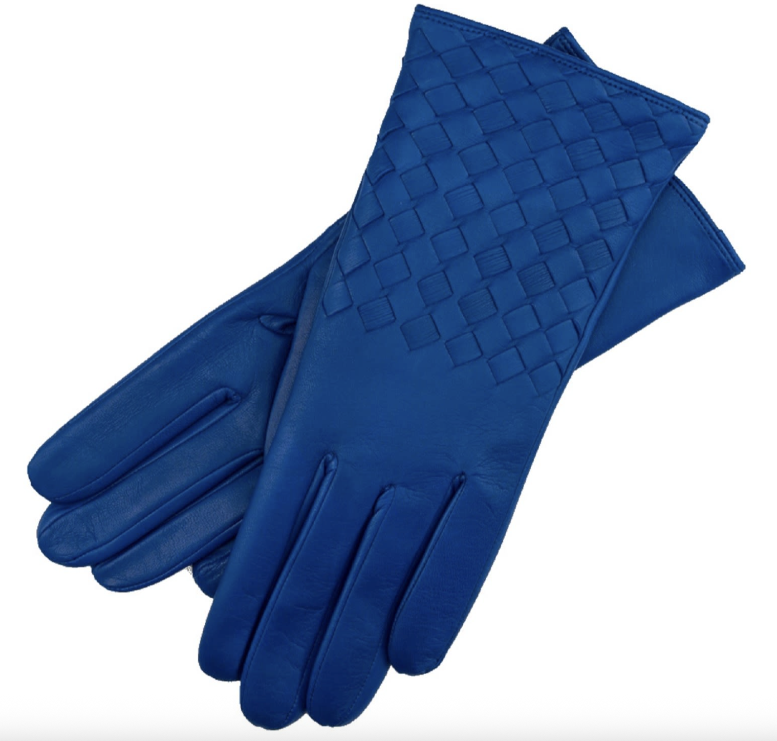 1861 Glove Manufactory, Trani - Women's Woven Leather Gloves In Royal Blue