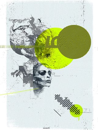 LowFi is a 50x70cm five-colour silk-screen print, including fluorescent yellow and silver inks on aluminium sheet