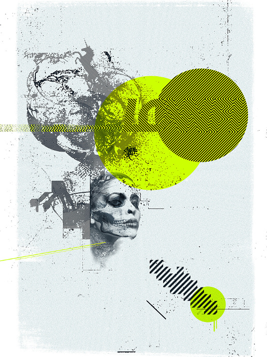 LowFi is a 50x70cm five-colour silk-screen print, including fluorescent yellow and silver inks on aluminium sheet