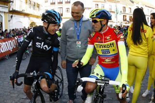 Chris Froome and Alberto Contador before the start of the 2015 Tour of Andalucia Ruta Del Sol