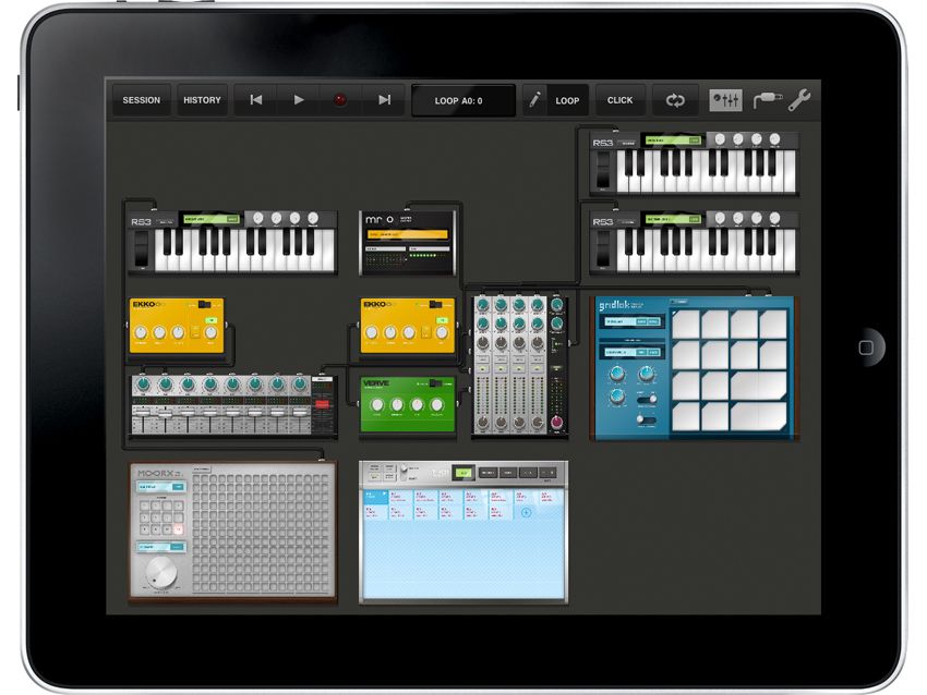 The Session view in Tabletop shows how your devices are hooked up. Click the image for a gallery of screenshots.