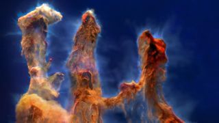 Spatial 3D, NASA Style—Soar through the Pillars of Creation in this combined Webb + Hubble visualization