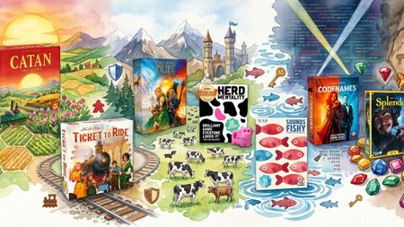 Board games on a fun drawn background 