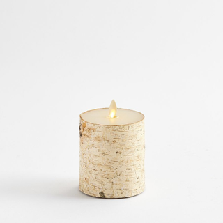 textured birch flameless wax candle 