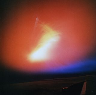 Photograph of an aurora caused by the Starfish Prime high-altitude nuclear test explosion on July 9, 1962.