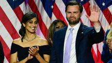 J.D. Vance and his wife Usha Vance attend an election night event with Donald Trump in West Palm Beach, Florida, on November 6, 2024.