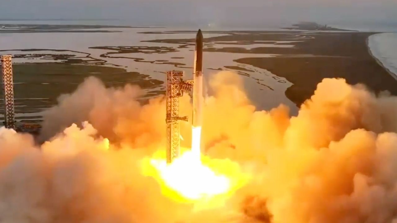 SpaceX's Starship Flight 5 launches on a suborbital test flight from Starbase in South Texas on Oct. 13, 2024.