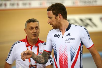 Heiko Salzwedel and Bradley Wiggins at the 2016 Track World Championships in London