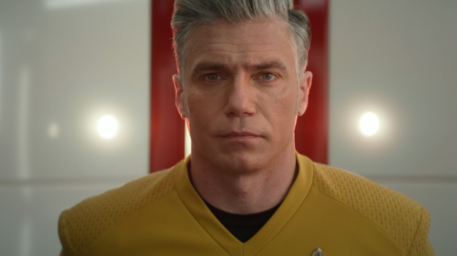 Anson Mount as Captain Christopher Pike on Star Trek: Strange New Worlds.