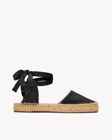 Women's Lauren Lace Up Espadrille | Linen Color | Noche Black