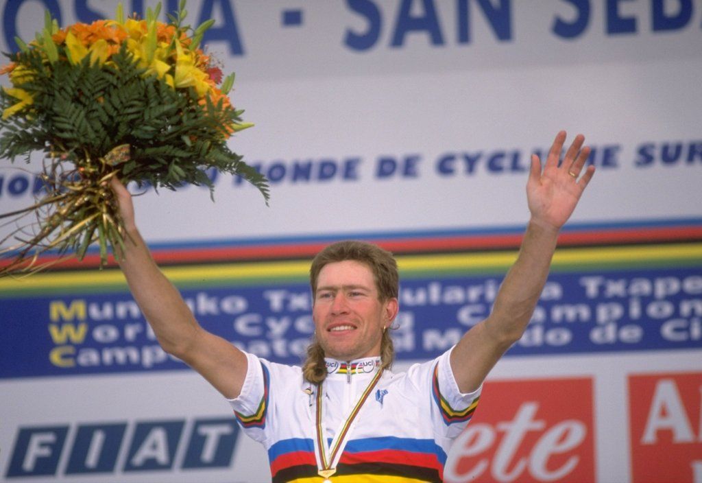 1997 Worlds winner Laurent Brochard in the rainbow jersey