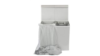 gray cloth double hamper