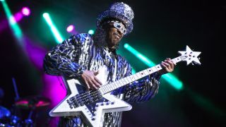 Bassist Bootsy Collins performs at PNC Music Pavilion on July 22, 2016 in Charlotte, North Carolina