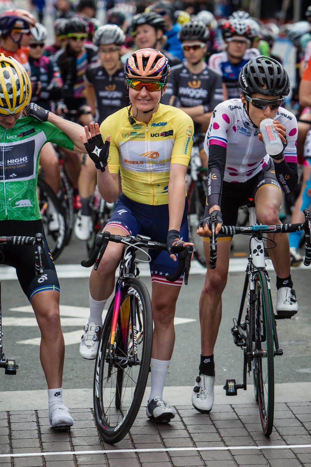 Megan Gaurnier (Boels Dolmans) was all smiles at todays start