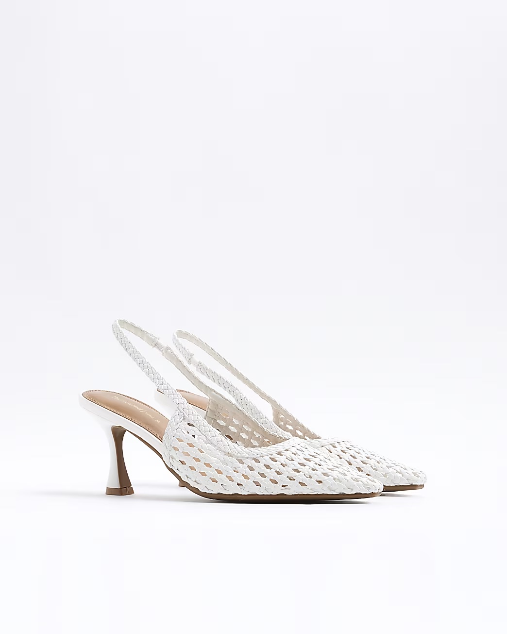 White Woven Sling Back Court Heels