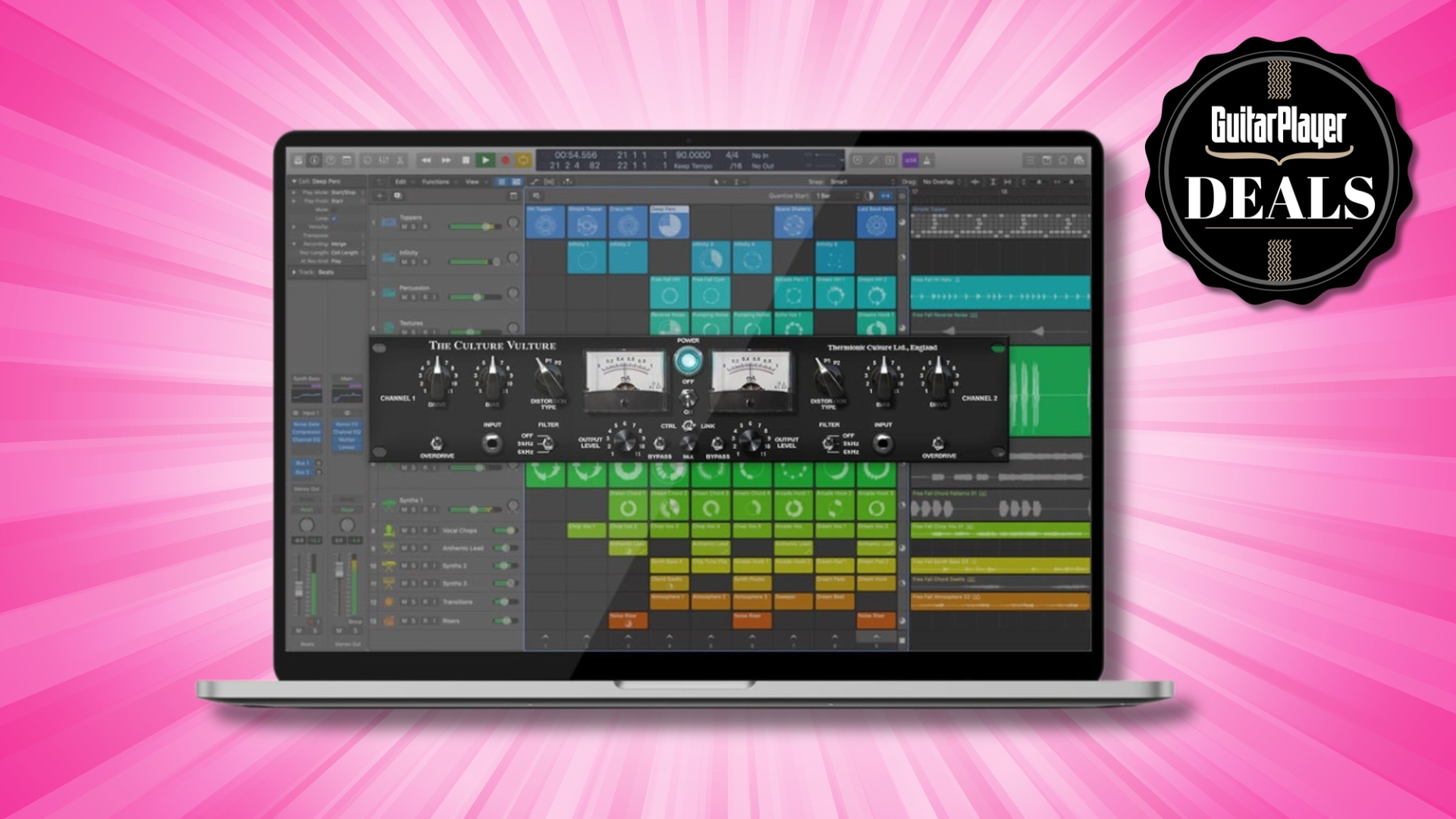 A laptop with the Universal Audio Culture Vulture plugin running on it